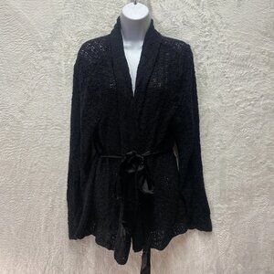 Lane Bryant Linen Blend Wrap Sweater Womens 22/24 Black Capsule Wardrobe Career